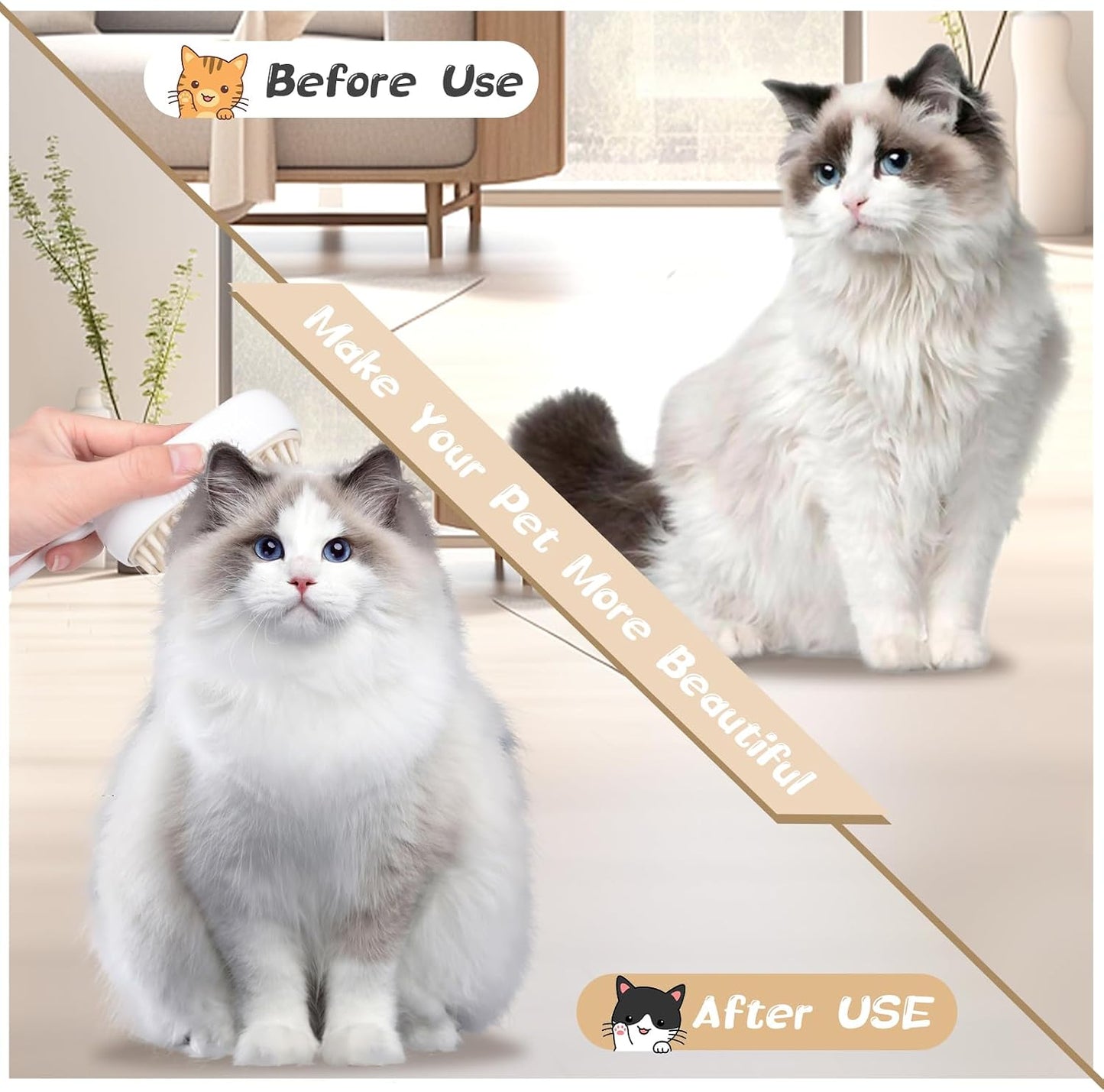 Pet Mist Brush For Shedding (Cats & Small Dogs)