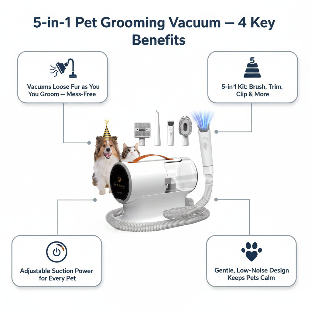Pet grooming tool with a dog and cat on a white background