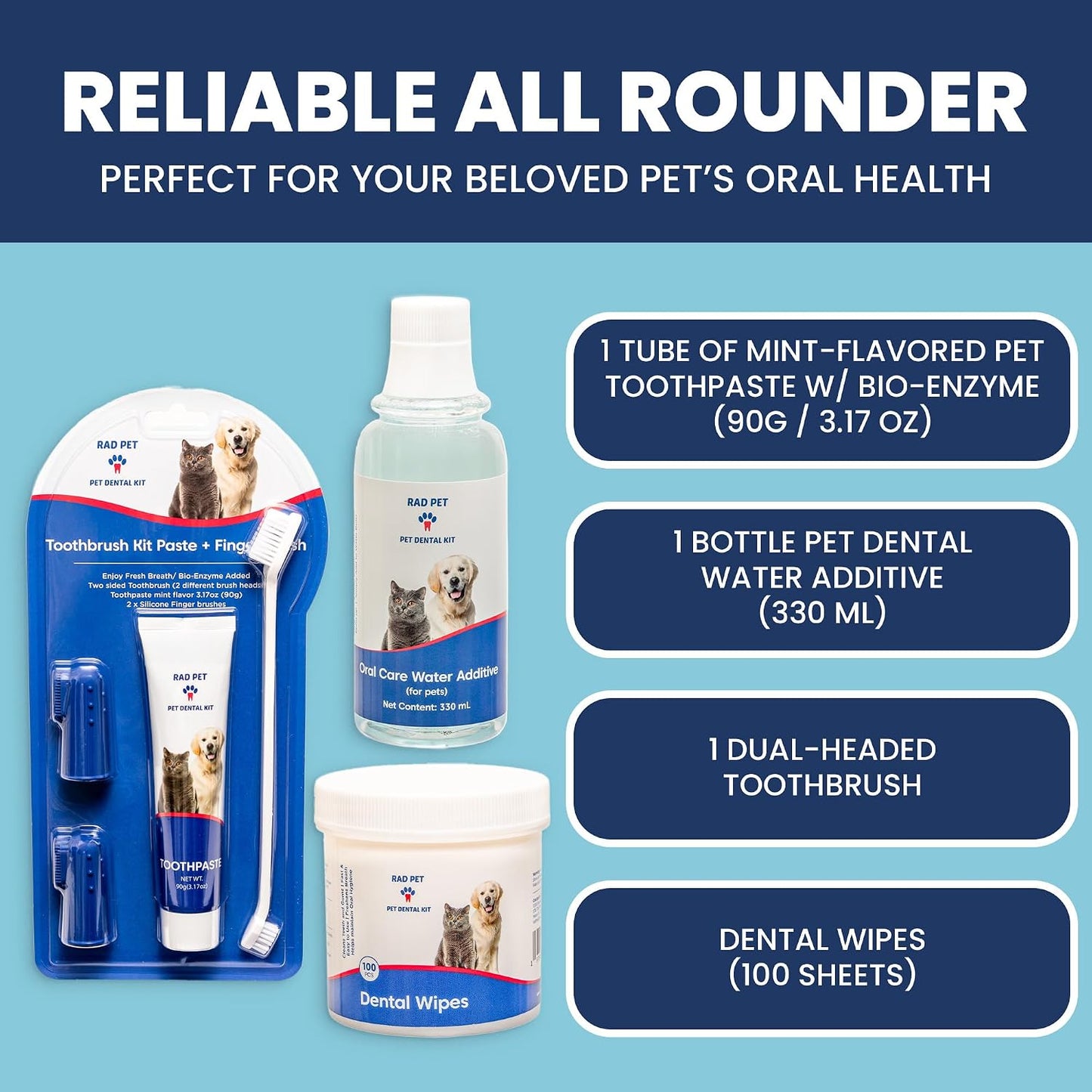 Dental Hygiene Kit for Cats & Dogs - All In One (RadPet)