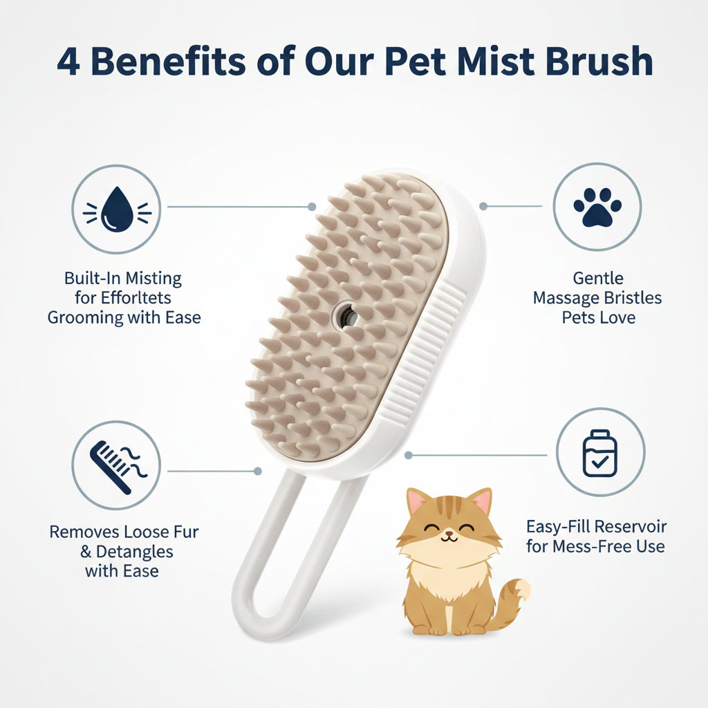Pet Mist Brush For Shedding (Cats & Small Dogs)