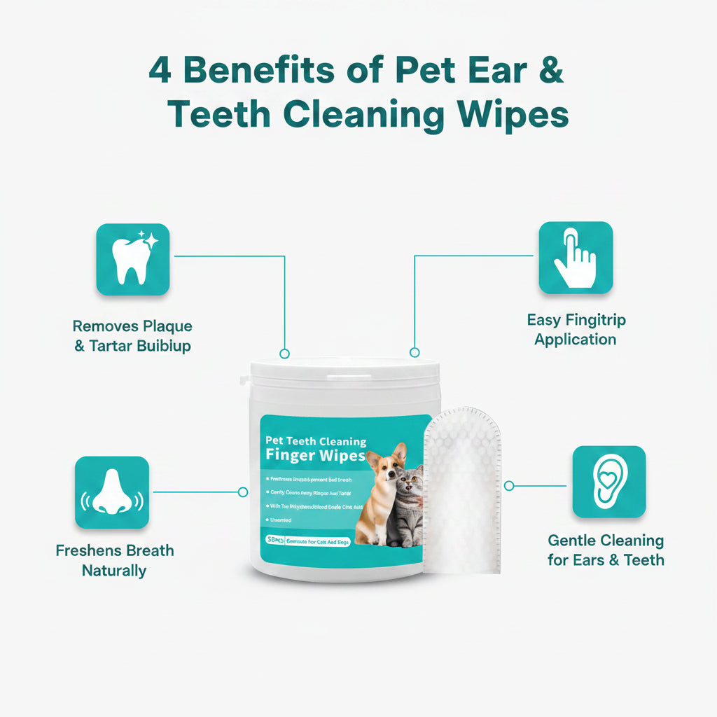 Pet Ear & Teeth Cleaning Finger Stall Wipes - Single or Bundle
