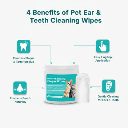 Pet Ear & Teeth Cleaning Finger Stall Wipes - Single or Bundle